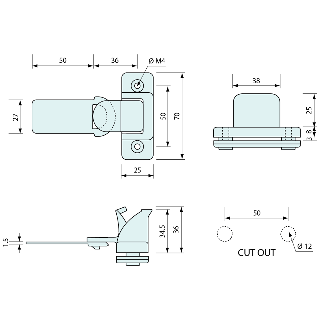 Slide Latch Plastic Black